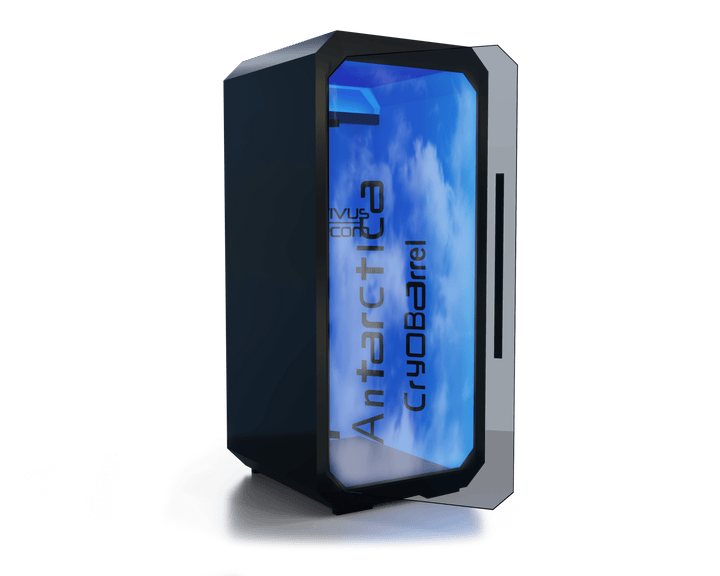 Vacuactivus home cryotherapy chamber with modern design and cooling features for at-home use