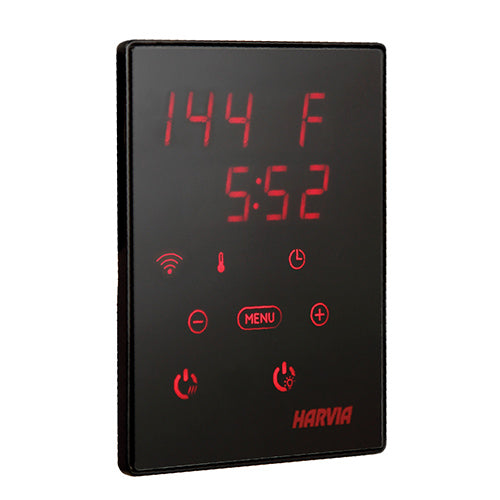 Harvia sauna controller with Wi-Fi digital display and touch control panel for temperature and time settings