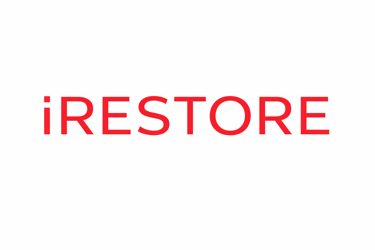 iRESTORE brand logo displayed in bold red lettering on a clean white background.