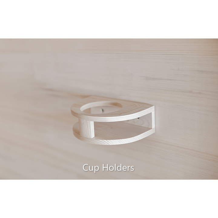 Cup holders in a SunRay 2-person cedar sauna for added convenience during relaxation