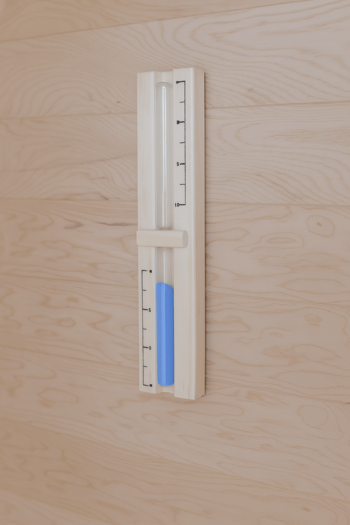 Wooden thermometer and hygrometer for 2-person home sauna, ideal for monitoring temperature and humidity