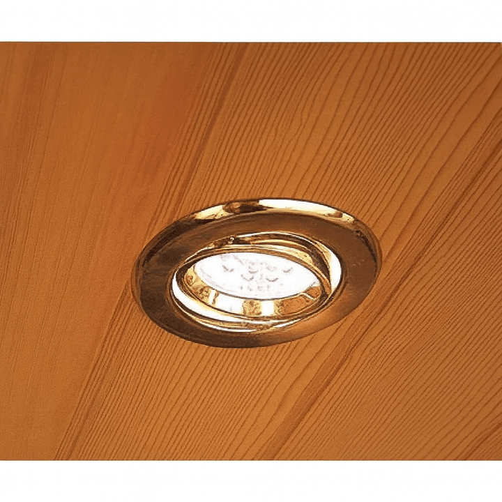 Lamp detail of a SunRay 2 person infrared sauna with elegant gold trim for enhanced lighting