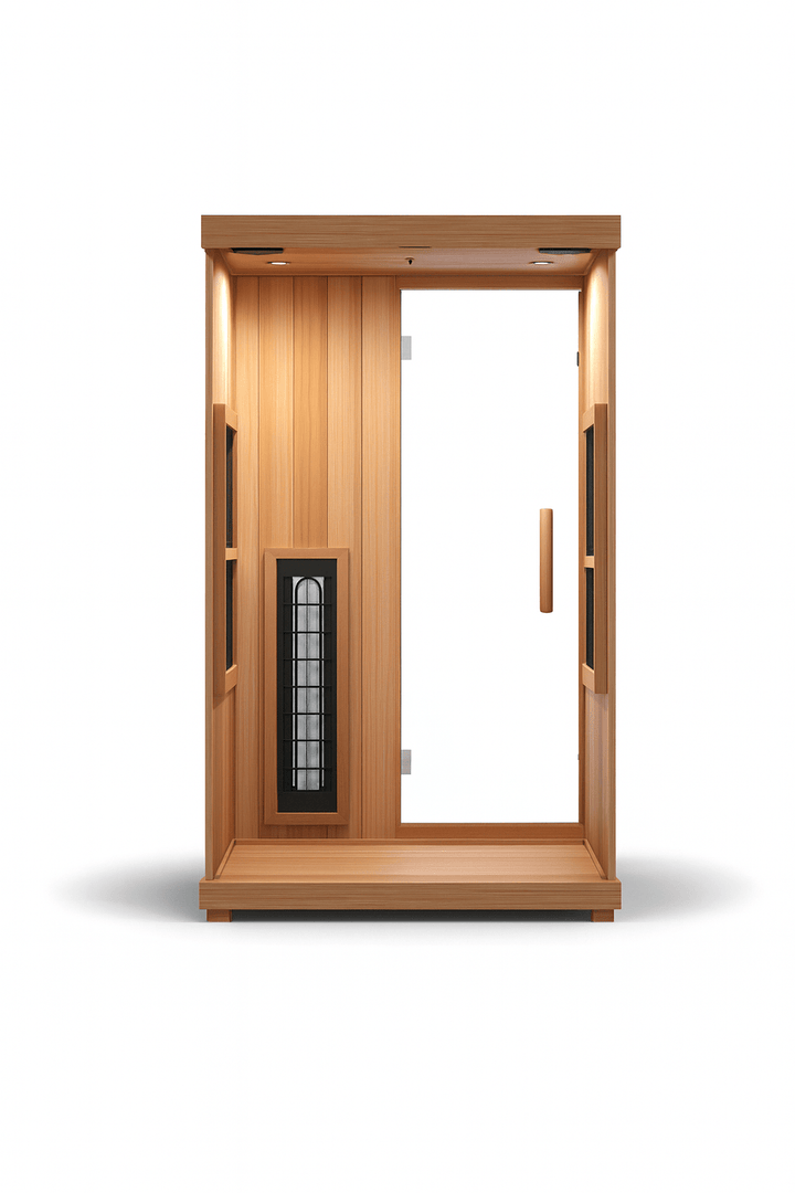 Finnmark 2 person infrared sauna for home featuring modern design and high-quality wood finish