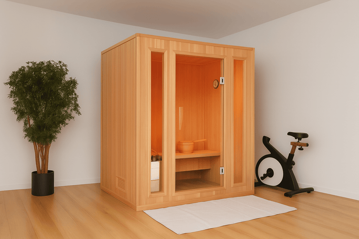 SunRay 3-person indoor sauna features natural wood design for home wellness and relaxation