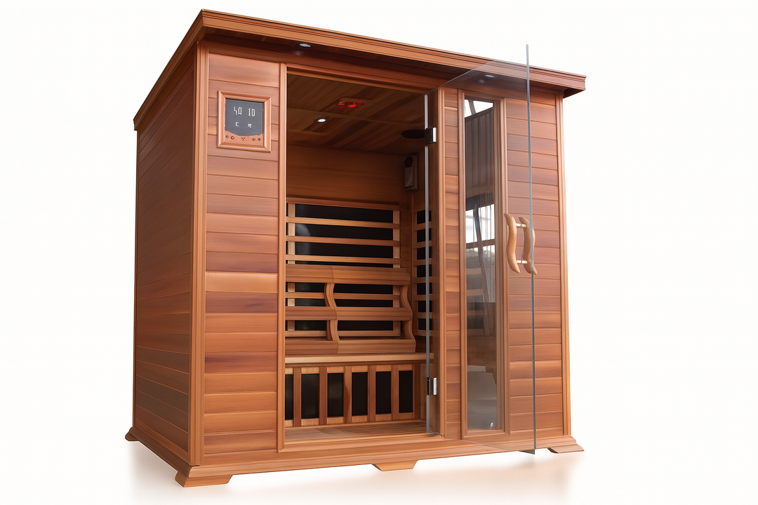 SunRay 3-person infrared cedar sauna with glass door and digital control panel