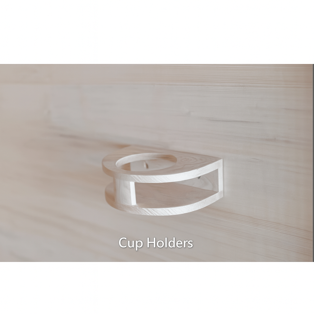 Cup holders in SunRay 3-person infrared sauna for added convenience and comfort