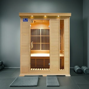 SunRay 3-person infrared sauna featuring spacious interior and modern design for relaxation and wellness