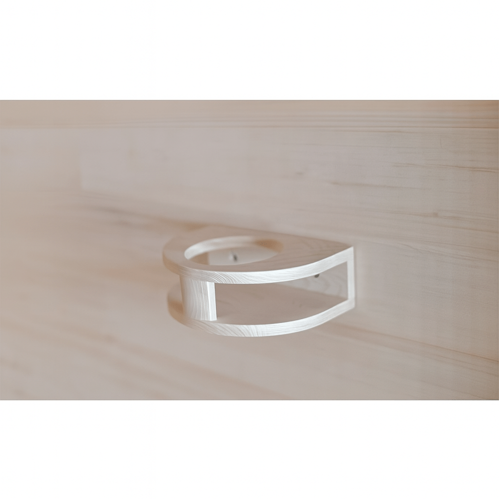 Close-up of handle on the SunRay 3-person outdoor infrared sauna for easy access and convenience