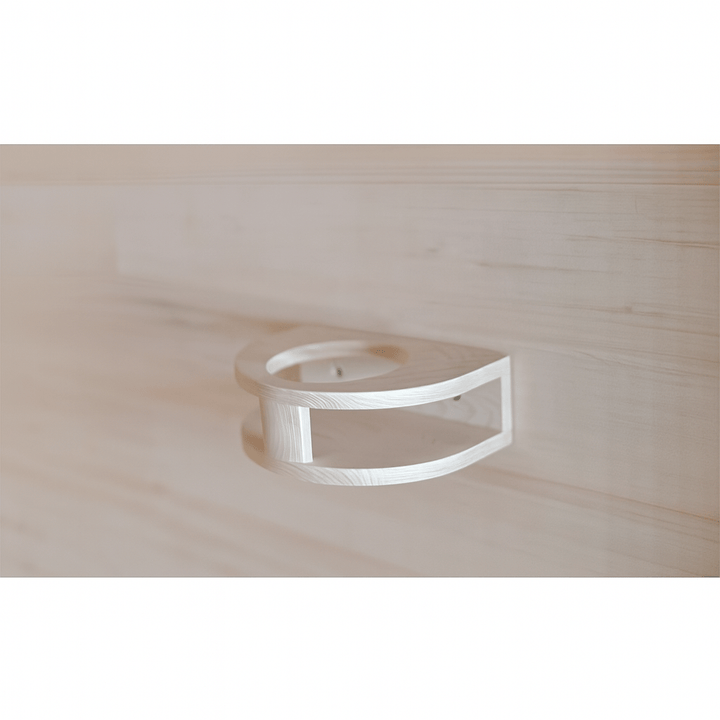 Close-up of handle on the SunRay 3-person outdoor infrared sauna for easy access and convenience