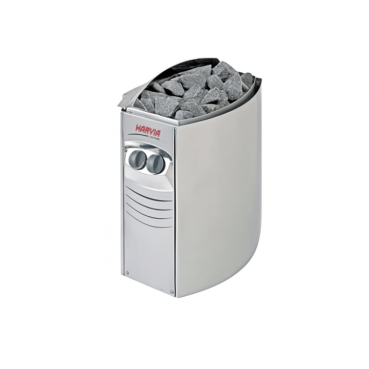 Harvia sauna heater with stones designed for a 4-person indoor sauna by SunRay