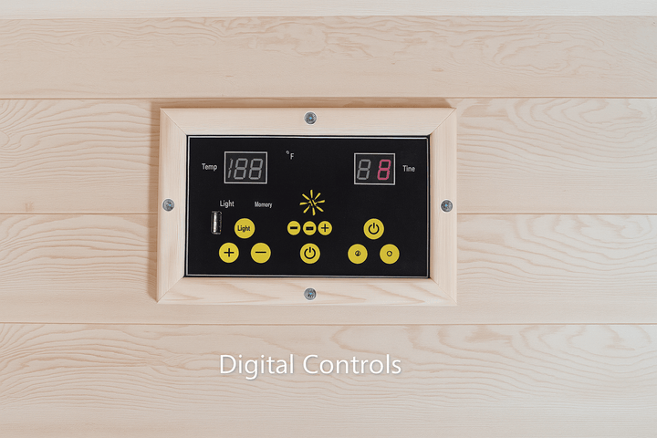 SunRay 4-person infrared sauna digital control panel with temperature and timer settings