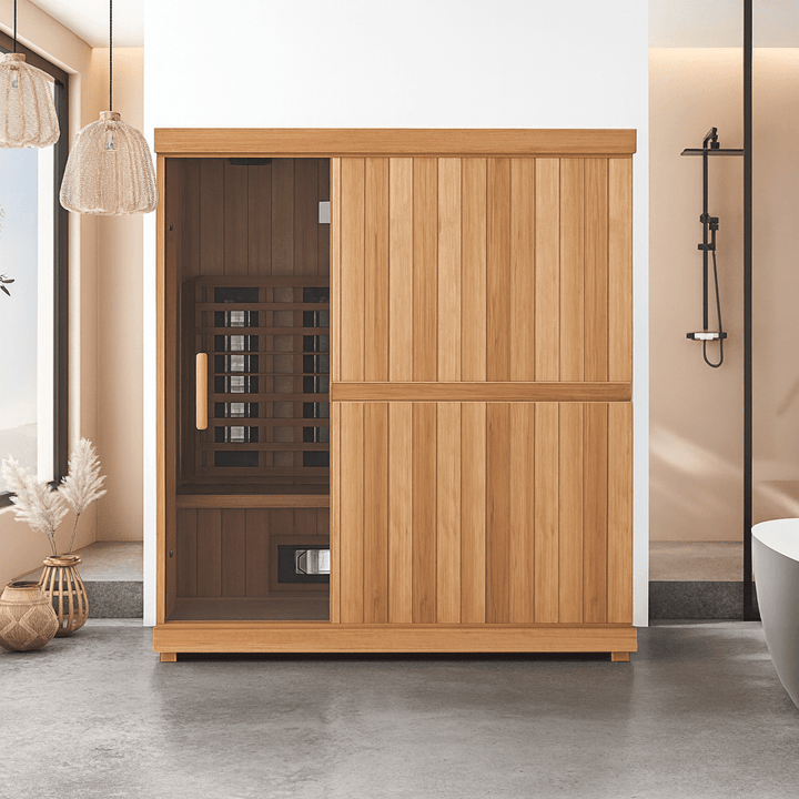 Finnmark 4 person infrared sauna featuring wooden construction and spacious interior for relaxation
