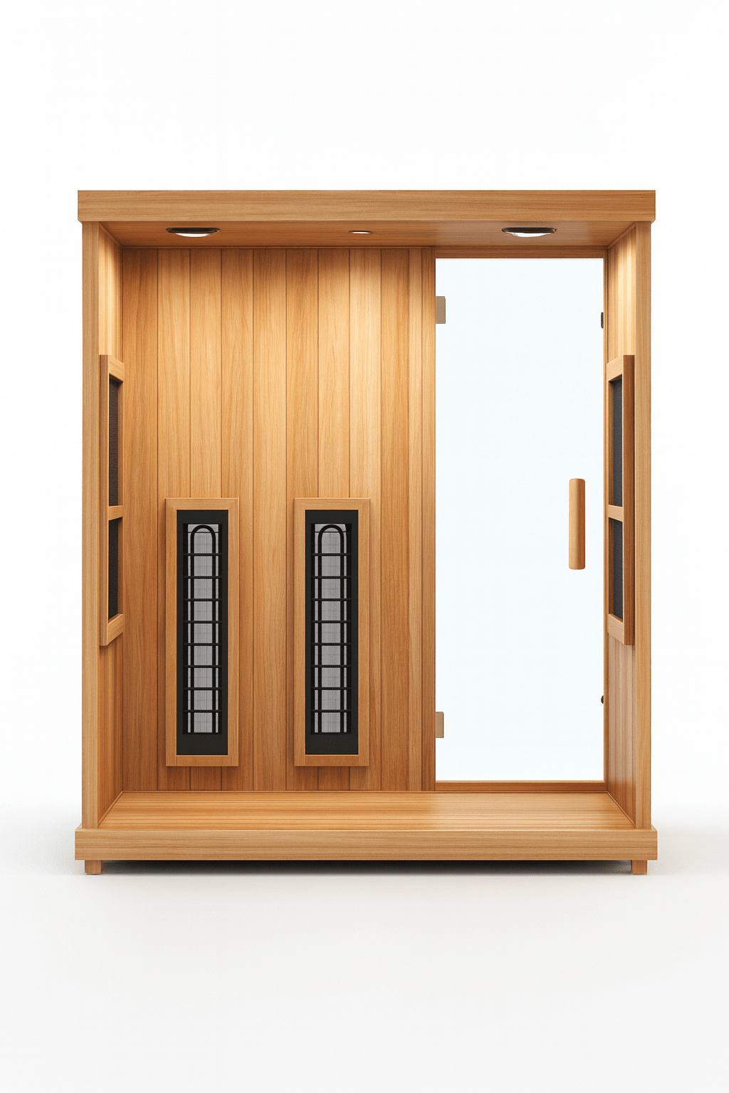 Finnmark 4 person infrared sauna with sleek design and large glass door for relaxation