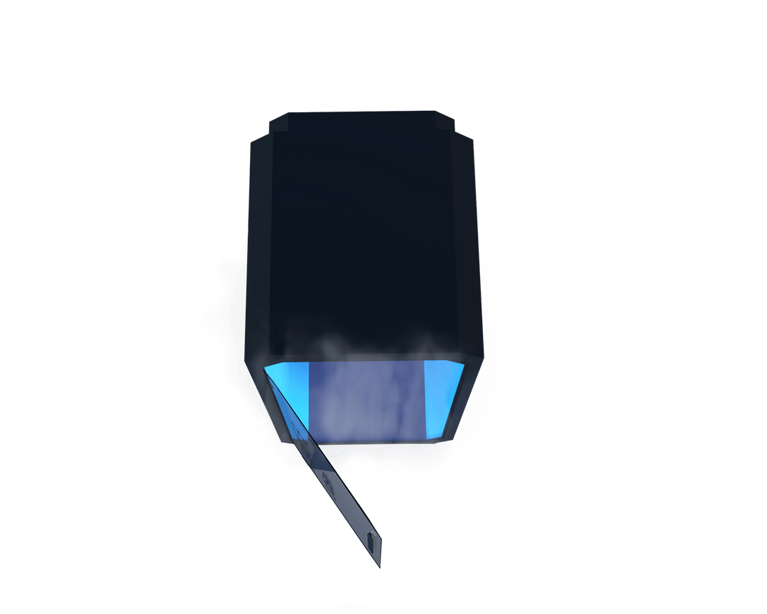 Vacuactivus home cryotherapy chamber with a sleek design and vapor exiting the front