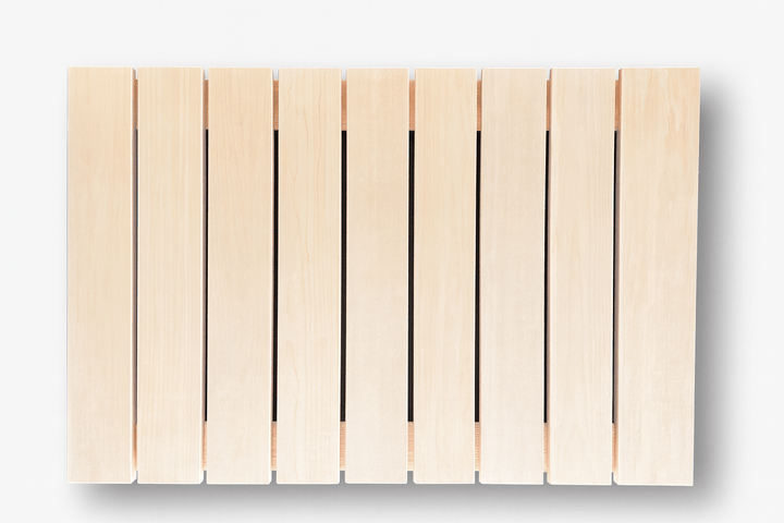 Aspen wood sauna floor with slatted design for enhanced sauna comfort and durability