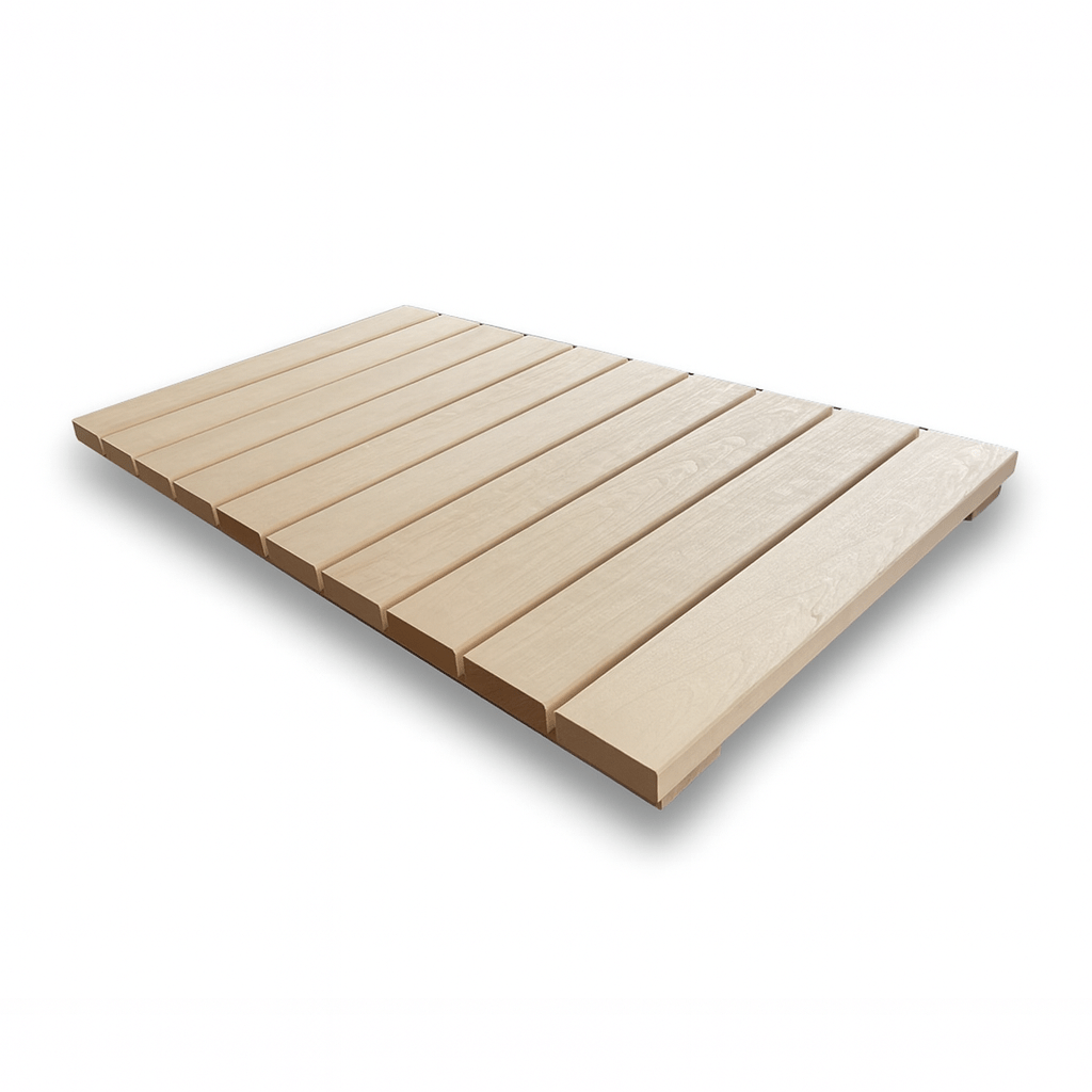 Aspen wood sauna floor mat designed for comfortable use in home saunas and wellness spaces