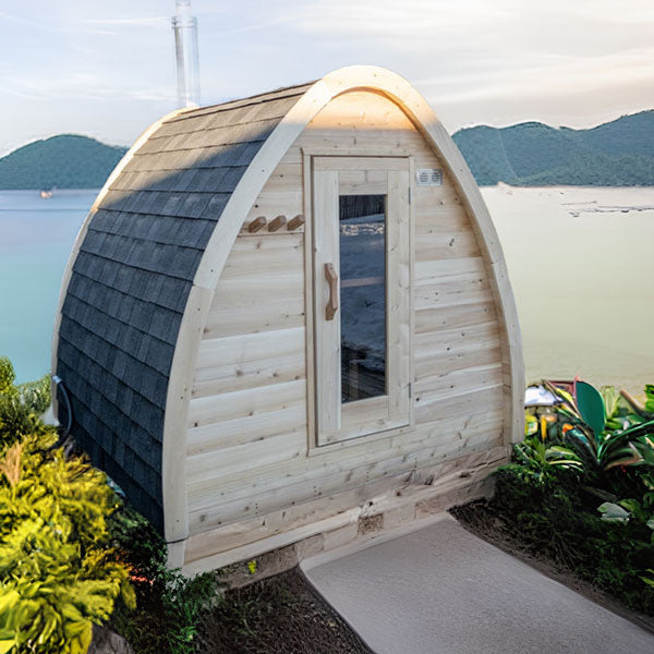 Leisurecraft traditional sauna in wood cabin design ideal for backyard saunas for homes near water