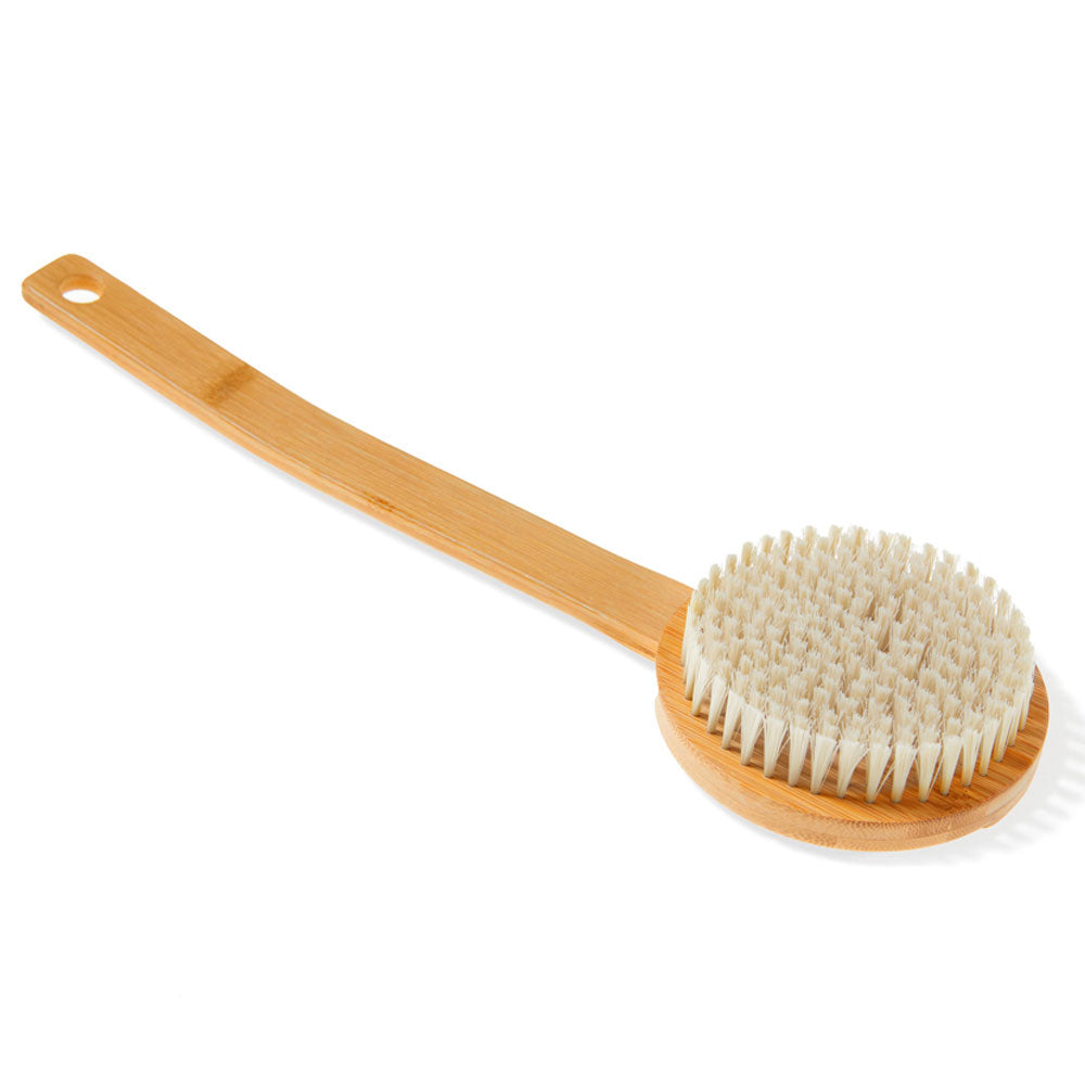 KOLO bamboo sauna bath brush with long handle and natural bristles for exfoliating and cleansing