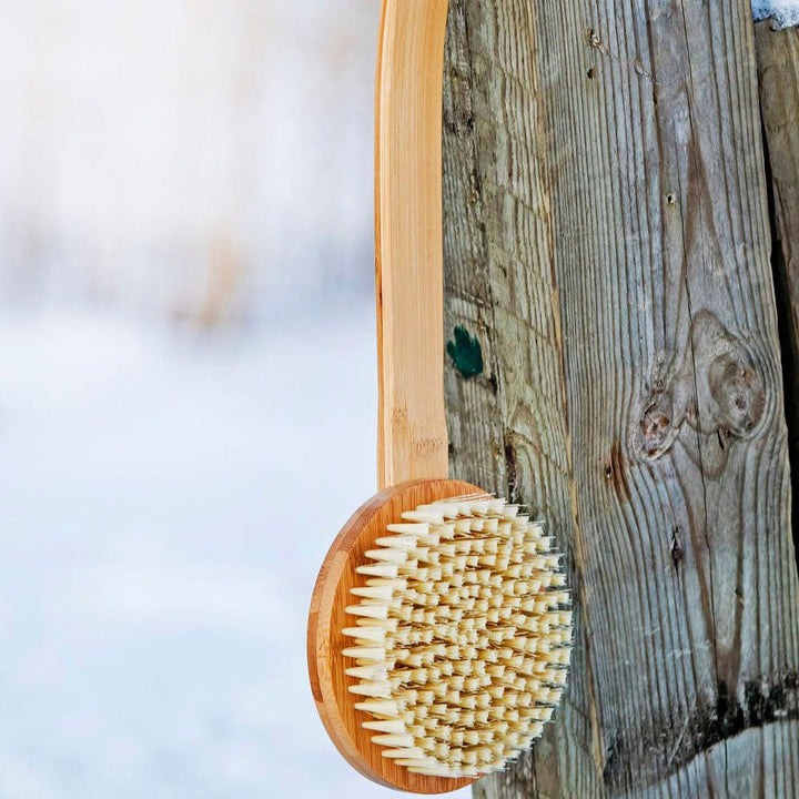 KOLO bamboo sauna bath brush with a wooden handle and natural bristles for gentle exfoliation