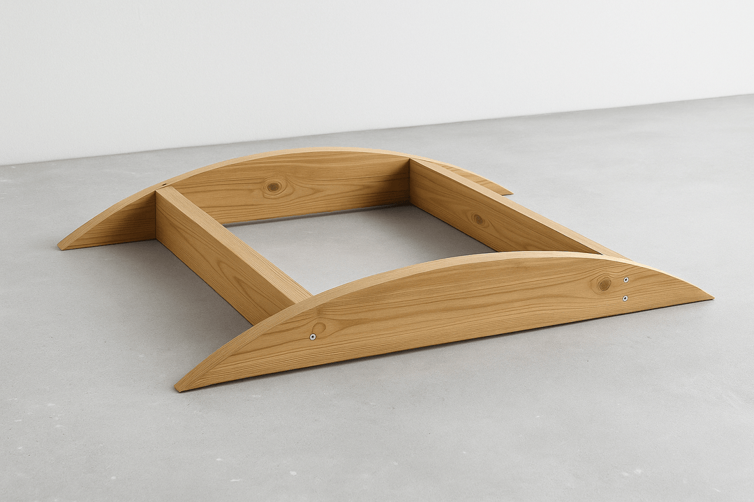 Barrel sauna ceiling frame in natural wood finish designed for easy assembly and durability