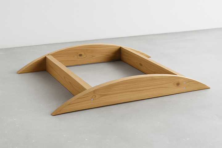 Barrel sauna ceiling frame in natural wood finish designed for easy assembly and durability