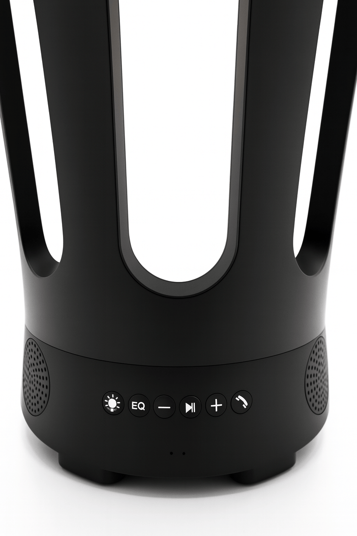 Bluetooth sauna bucket and ladle with sleek black design and integrated control buttons