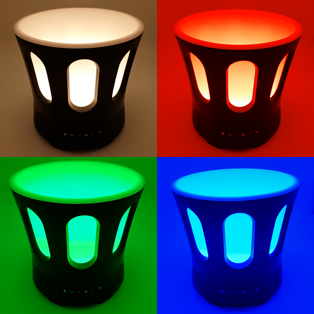 SaunaLife Bluetooth sauna bucket and ladle with colorful LED lighting options in four colors