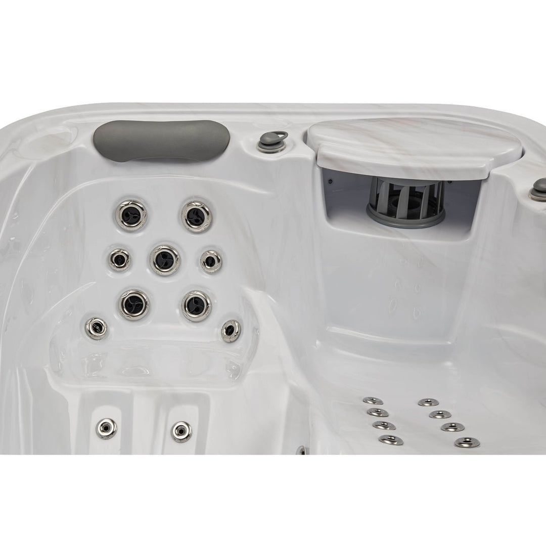 Interior view of the Casey Elite hot tub featuring massage jets and integrated cooling tray