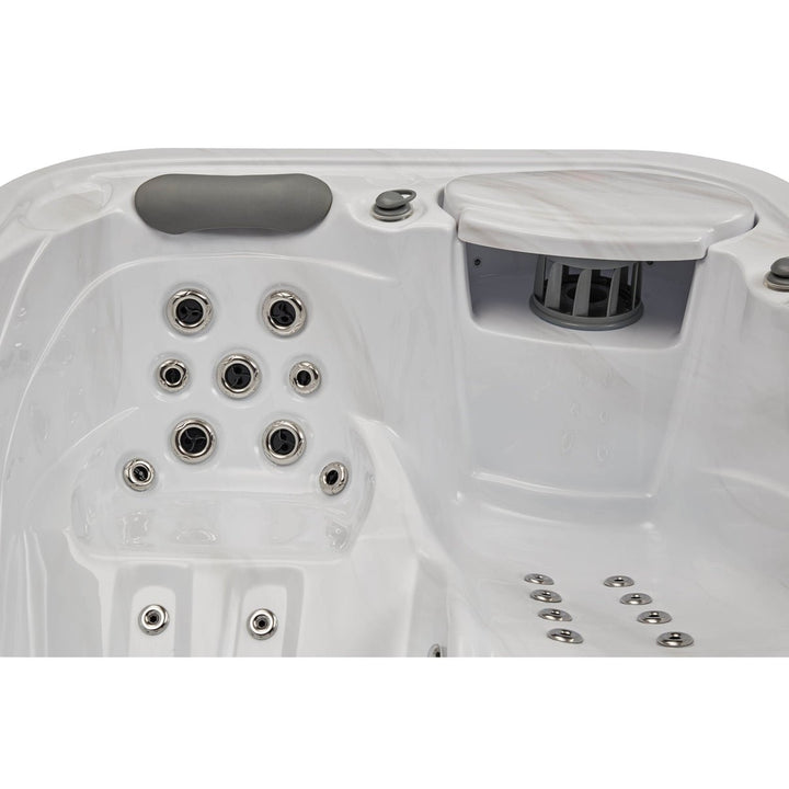 Interior view of the Casey Elite hot tub featuring massage jets and integrated cooling tray