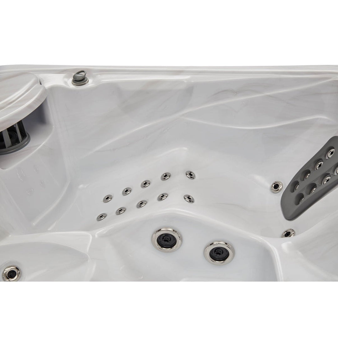 Interior view of Casey Elite hot tub showcasing jets and sleek design for ultimate relaxation
