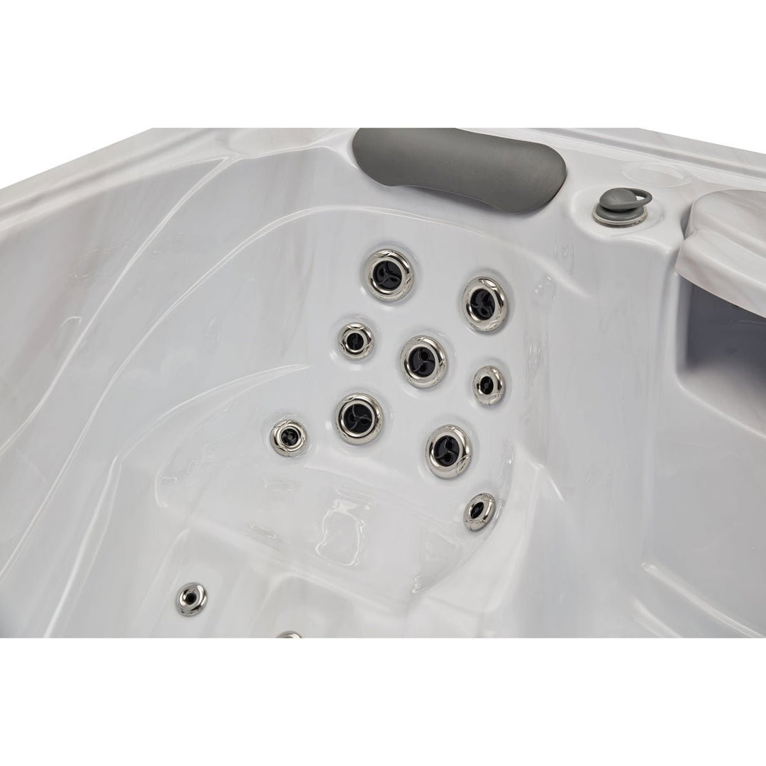 Interior view of the Casey Elite hot tub showing multiple jets and a spacious design for relaxation