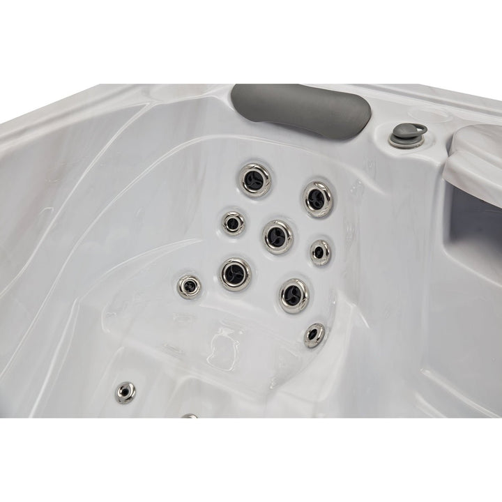 Interior view of the Casey Elite hot tub showing multiple jets and a spacious design for relaxation