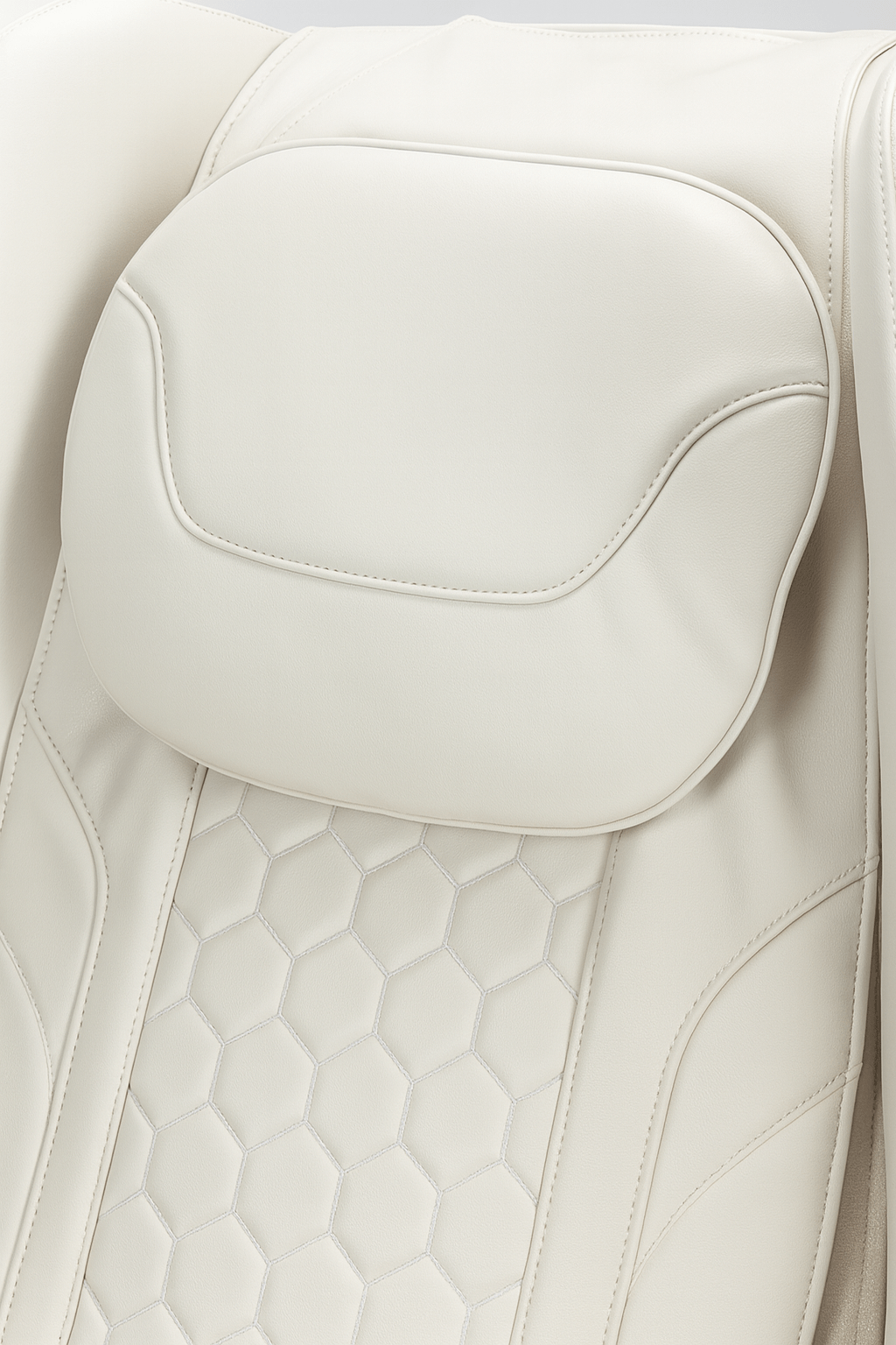 Kahuna compact massage chair for home featuring a soft, hexagon-patterned upholstery and supportive headrest