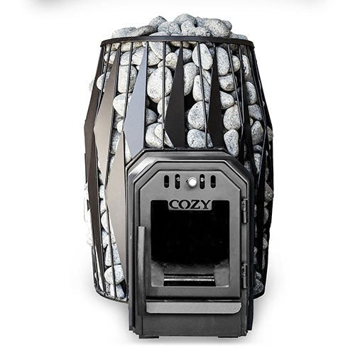 Cozy Heat Thru-Wall Sauna Stove with Decorative Stones for Efficient Heating