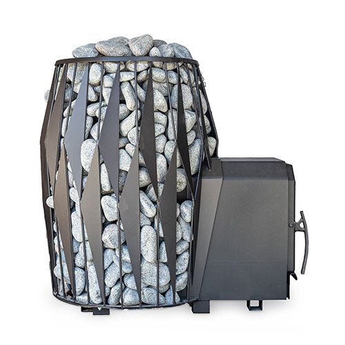Cozy Heat Thru-Wall Sauna Stove with Decorative Stone Basket for Efficient Heating