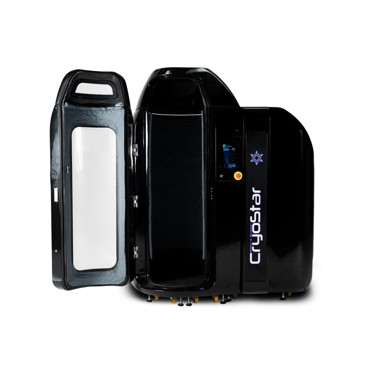 Vacuactivus Cryotherapy Chamber for Home with sleek design and accessible entrance for personal use