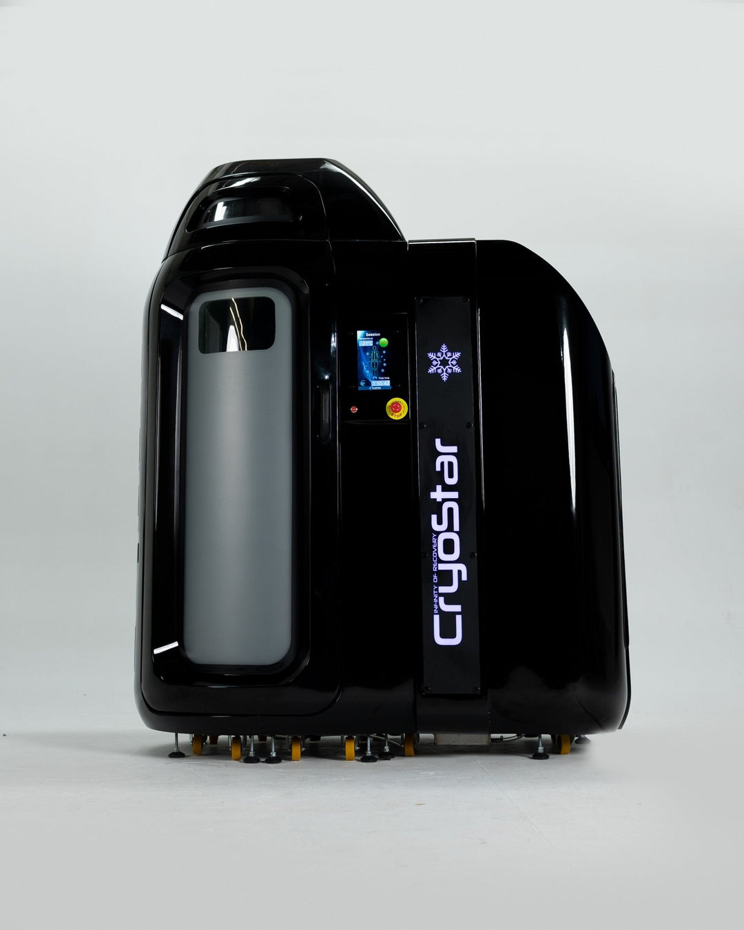 Vacuactivus Cryotherapy Chamber for Home with sleek black design and user interface for personal use
