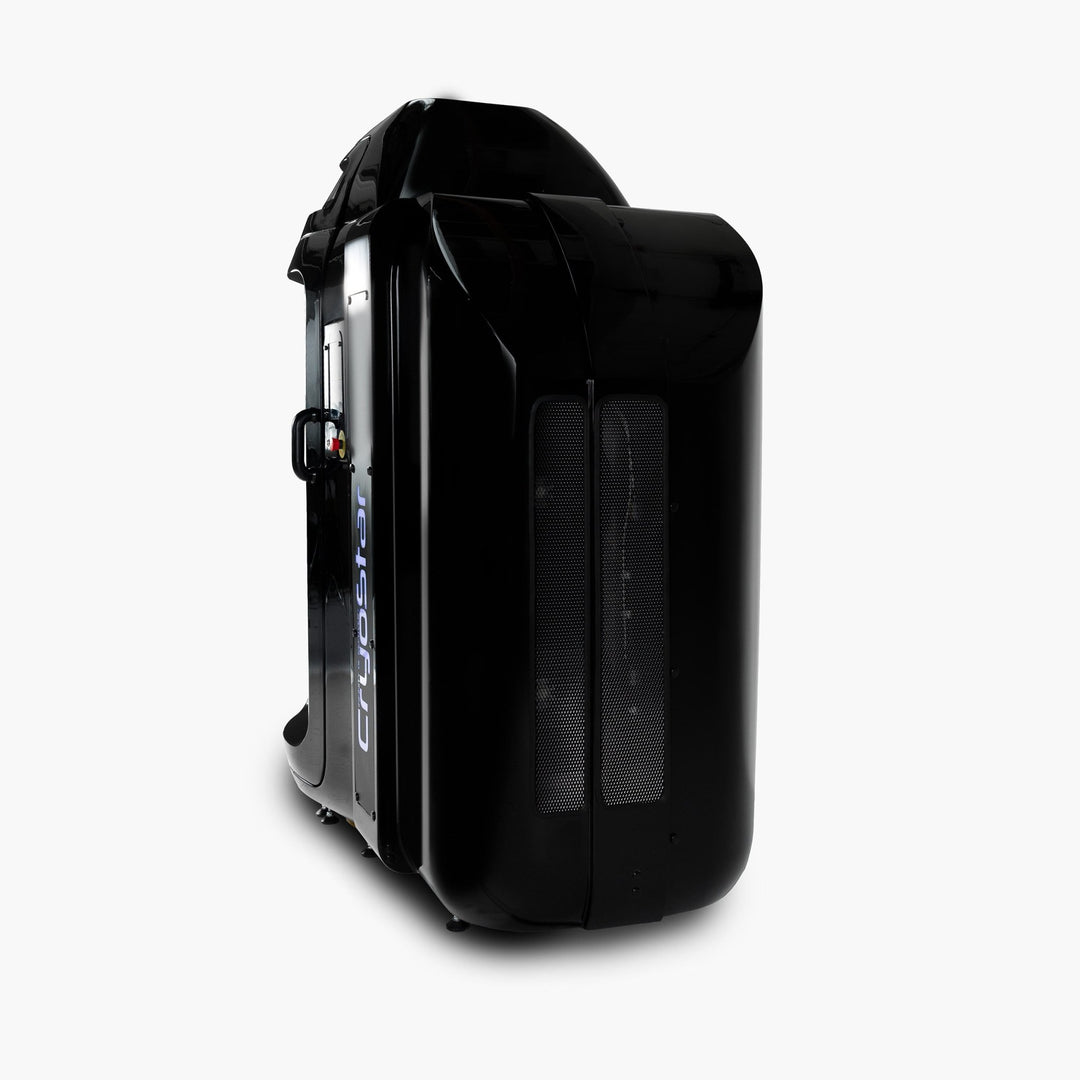 Compact Vacuactivus cryotherapy chamber for home with sleek black design and user-friendly controls