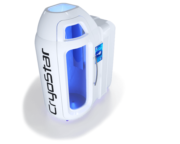 Vacuactivus Cryotherapy Chamber for Home with a sleek design and glowing interior for effective recovery