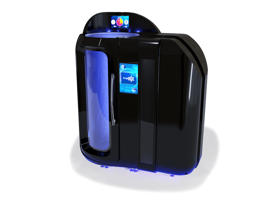 Vacuactivus cryotherapy chamber for home with sleek design and illuminated control panel