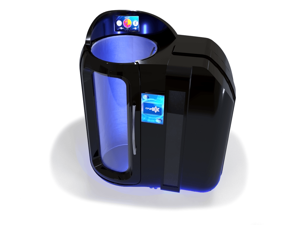 Vacuactivus cryotherapy chamber for home featuring sleek design and digital controls for effective recovery