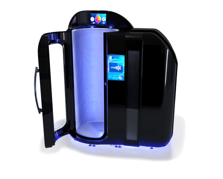 Vacuactivus cryotherapy chamber for home with modern design and glowing interior features
