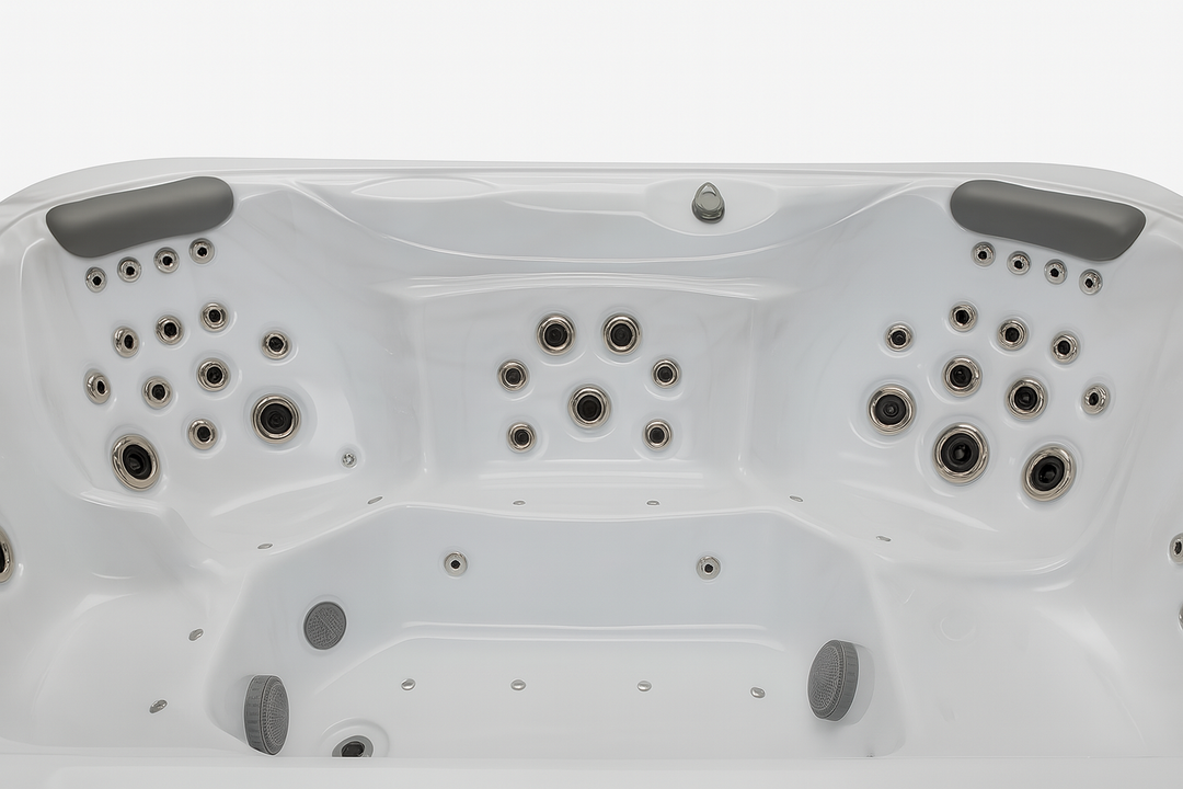 Danika Elite spa tub by Luxury Spa with multiple jets and cushioned headrests in white finish