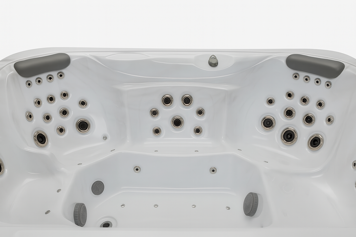 Danika Elite spa tub by Luxury Spa with multiple jets and cushioned headrests in white finish