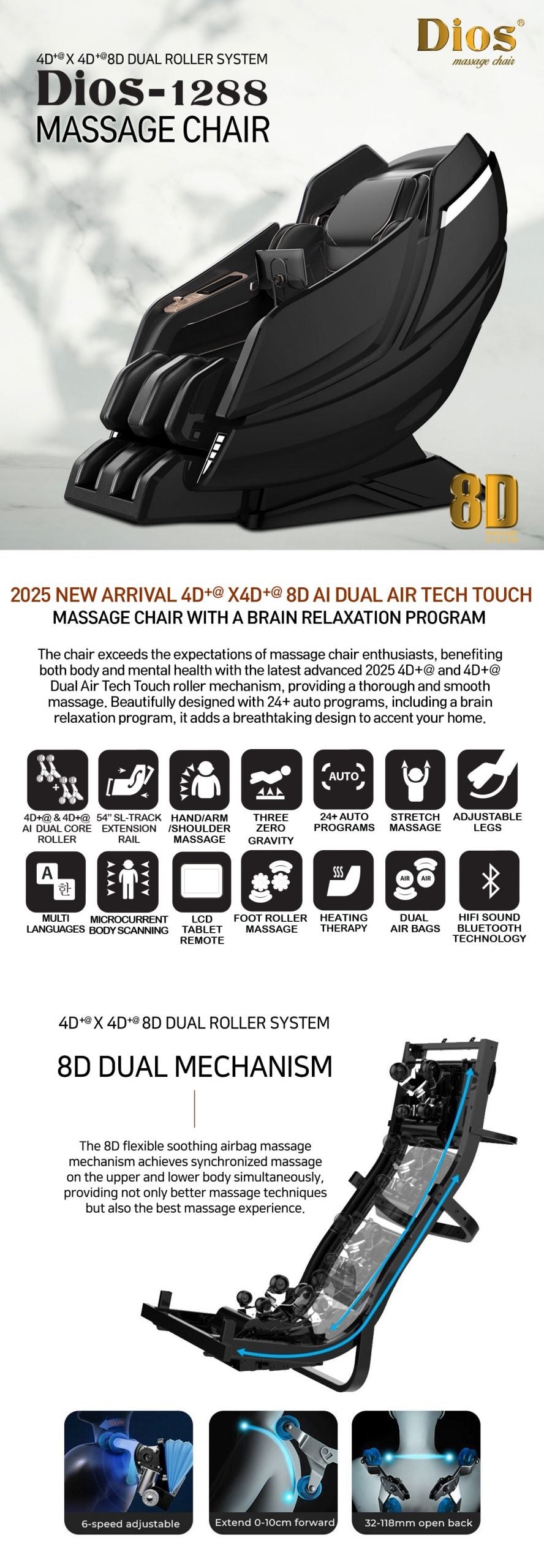 Kahuna luxury massage chair 8D with advanced 4D and 8D dual roller system for enhanced relaxation