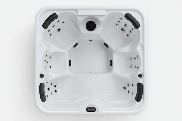 Top view of Luxury Spa Eclipse Studio Series hot tub with multiple seats and jet arrangements