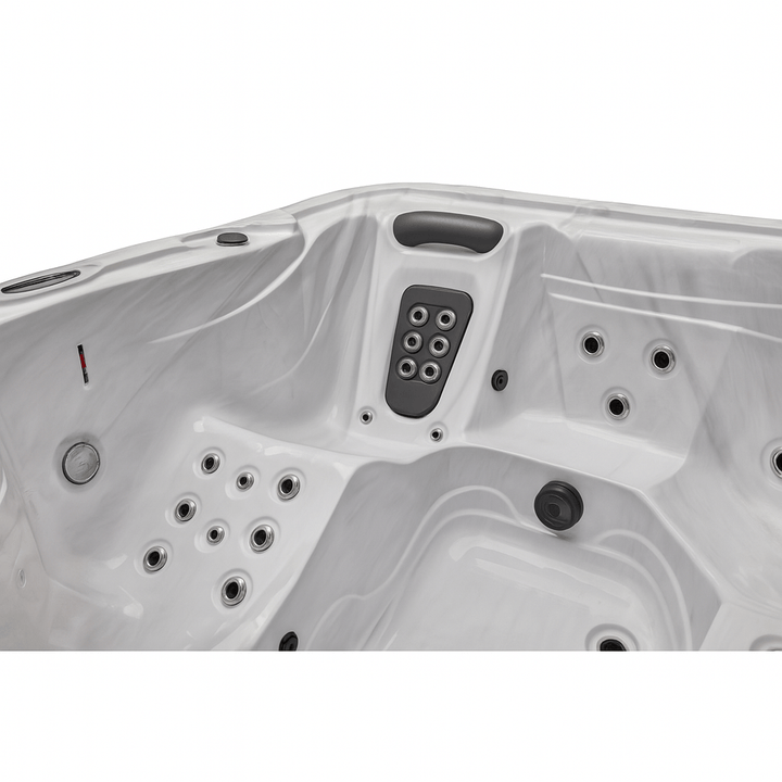 Estes Studio Series spa interior view showcasing jets and ergonomic seating for relaxation