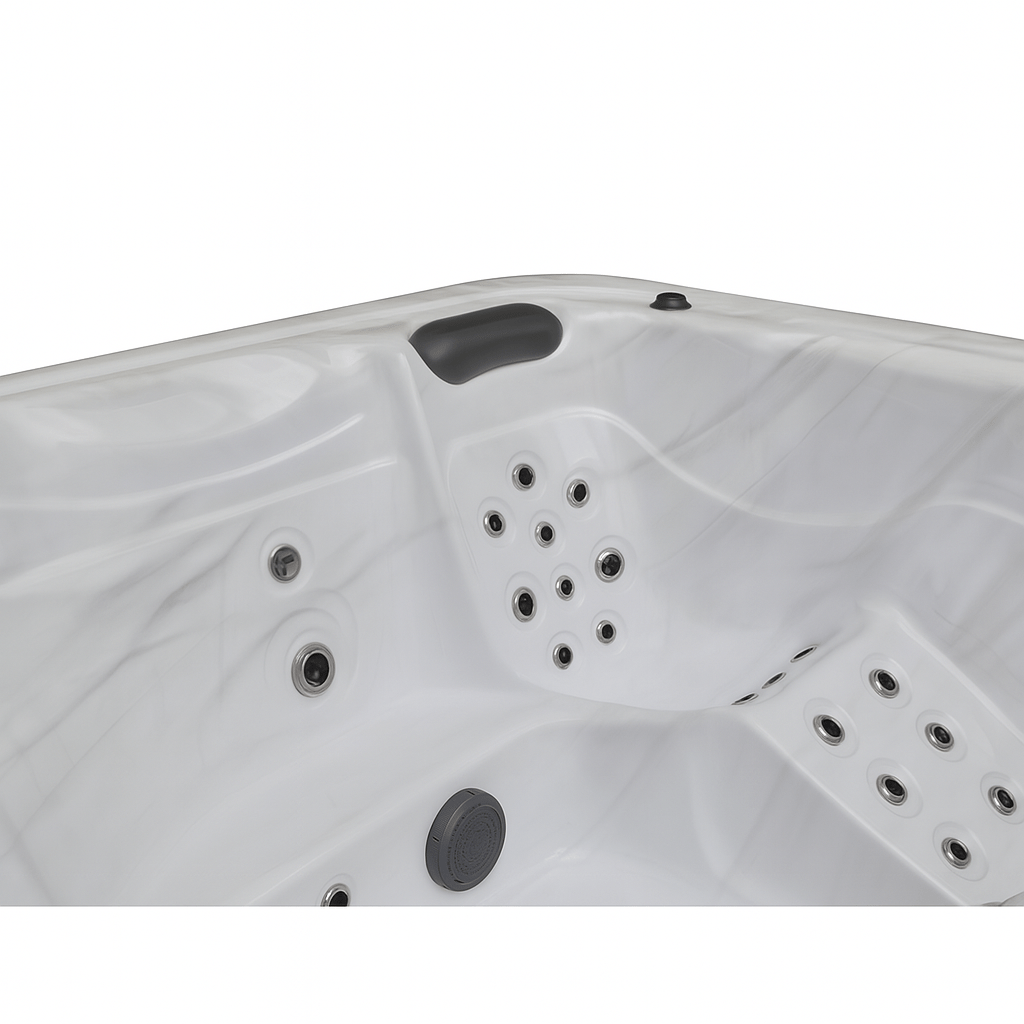 Estes Studio Series spa with elegant marble design and multiple hydrotherapy jets for relaxation