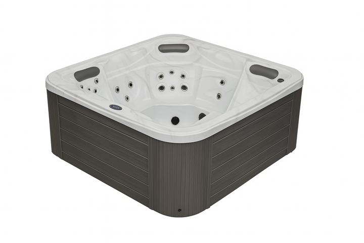 Luxury Spa Estes Studio Series spa hot tub with white interior and dark brown exterior panels
