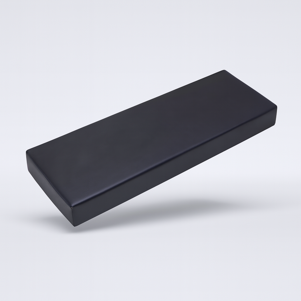 Black rectangular sauna cushion for Finnmark FD-4 accessory with waterproof vinyl cover and firm foam support